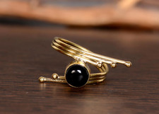 Natural Black Onyx Ring 18K Gold Plated Handmade Ring Gift For Anniversary