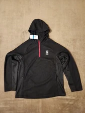 NWT Men's XL Black Spyder 1/4 Zip Hoodie SPFFD083-001 FREE SHIPPING MSRP $129