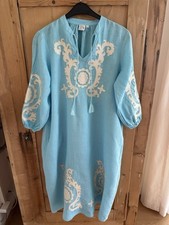 Emily van den Bergh Kleid, Leinen, türkis aq...