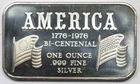 1776-1976 America Bi-Centenial Bar 1 oz .999 Silver Bi-Centennial Madison Mint