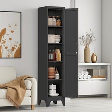 Kitchen Pantry Storage Cabinet Freestanding Cupboard 4 Shelves Lockable Office