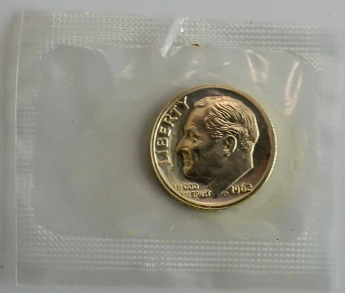 1962 P Silver Proof Roosevelt Dime 10 Cents Proof Set Cello