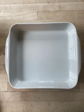 PILLIVUYT White Square Baker 22-04-33 12 5/8” w/Handles X 10 3/4” Used w Al-Clad