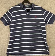 Polo Ralph Lauren Polo Shirt Mens XL Blue Striped Short Sleeve Pony Logo Preppy