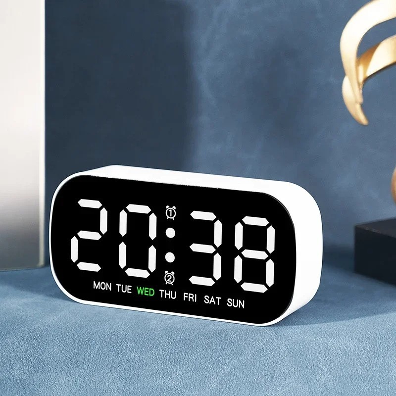 Electric Digital Alarm Clock LED Large Display Battery Backup Snooze Dual Alarm