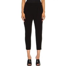 Nili Lotan M Pants Crepe Black Pull On Nahla Pockets Elastic Waist Pleated