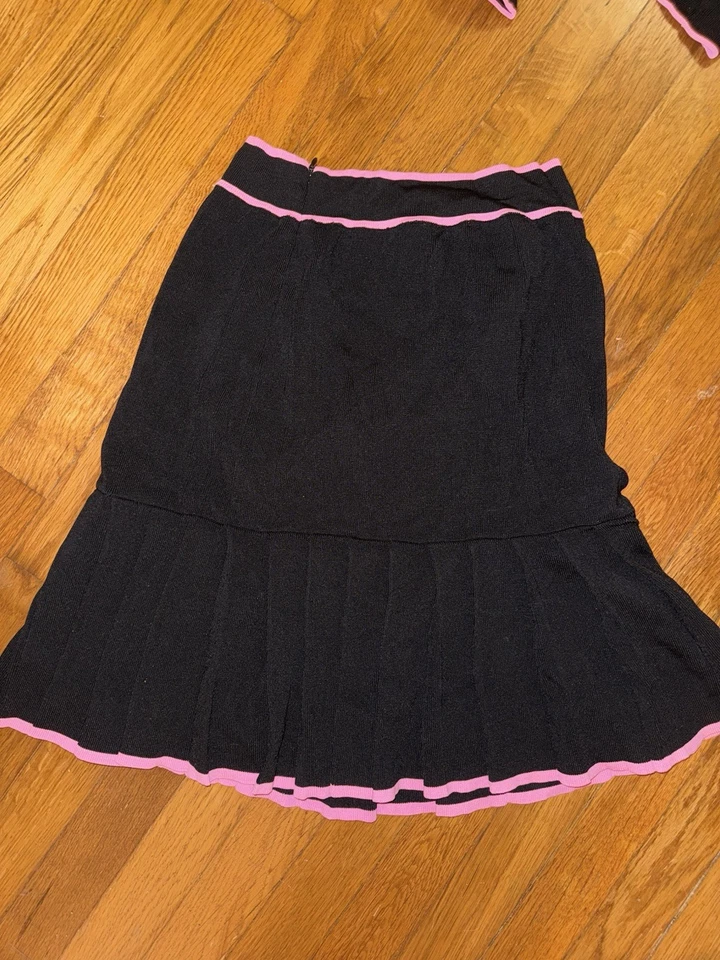 Elite VERTIGO PARIS Noche Formal Negro 2 Piezas Falda Traje Conjunto Blazer Talla MD Foto 3 de 4