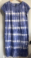 Gap Short Sleeve Midi Dress Tie Dye Cloudy Blue Purple White Cotton Modal Sz S
