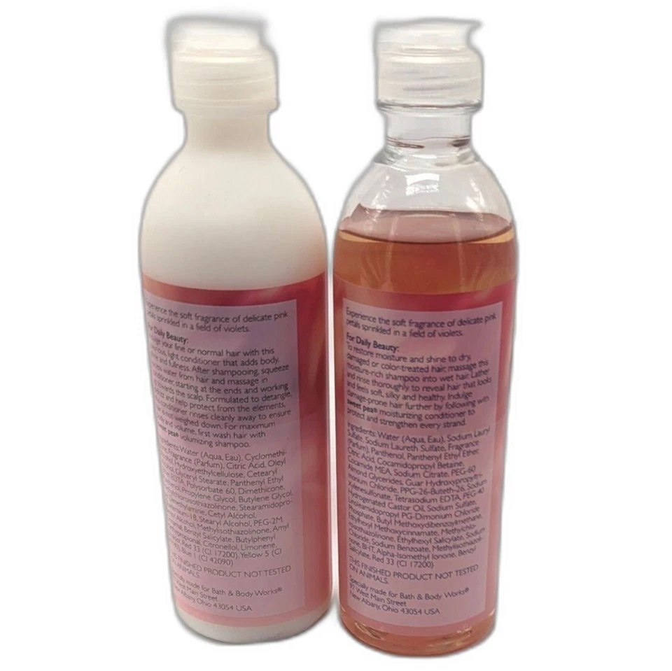 Vtg Bath & Body Works Pleasures Y2K Sweet Pea Shampoo/Conditioner Set Deadstock - Image 2 of 4