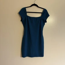 Lulus Women XL Ready To Flaunt It Teal Blue Cap Sleeve Mini Bodycon Dress
