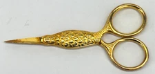 Lacis Embroidery Scissors 3.5" Gold Plated Fish Needlepoint Crafting Seamstress