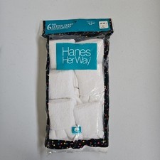 6 Pairs Hanes Vintage Cuffed Or Crew Terry Socks White Shoe 9-11 NOS USA 1989