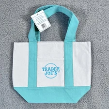 NEW Trader Joe’s Mini Canvas Tote Bag GREEN 🟢 Reusable Limited Edition