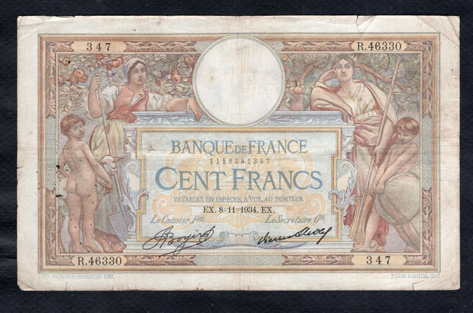 100 Francs Luc Olivier Merson 8.11.1934  Etat TB - Photo 1/2