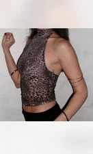 Allorae Leopard Halter Top *Brand new* Size Small