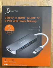 j5create USB-C to HDMI & USB 3.1 2-Port w/ Power Delivery (JCD371-BA).. FREE S&H