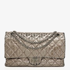 Borsa Chanel 2.55 ristampa bronzo metallizzato pelle di vitello a righe 226 con patta