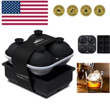 Large Silicone  Ice Trays, 2-Pack Combo, 2 Inches Big Ice Cube Tray & 2.5 Inc...