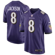 Men's 8 Lamar Jackson Purple Player SportShirt Adult - All Stitched