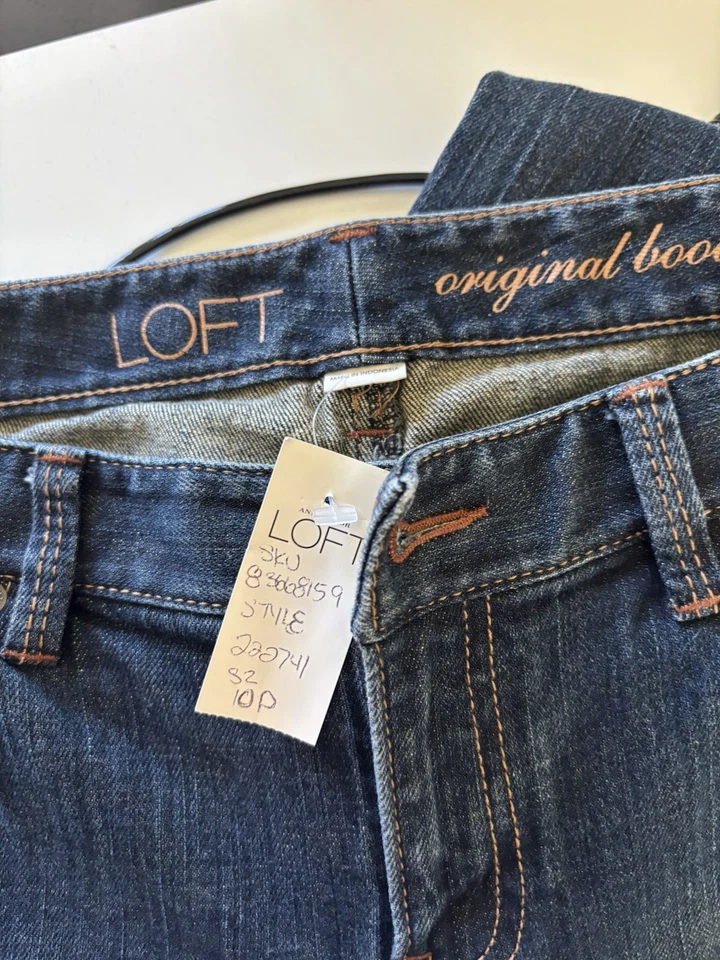 Loft Womens Original Boot Cut Jeans Size 10P Dark Wash Cotton Blend NWT FLAW - Image 2 of 4
