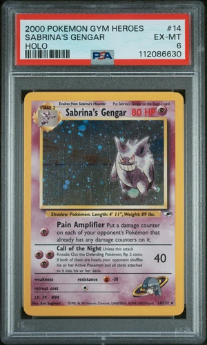 SABRINA'S GENGAR 2000 Pokemon Gym Heroes #14 Holo PSA 6