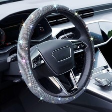 Bling Diamond Leather Steering Wheel Cover Sparkly Crystal Glitter Rhinestones Bling Diamond Leather Steering Wheel Cover Sparkly Crystal Glitter Rhinestones