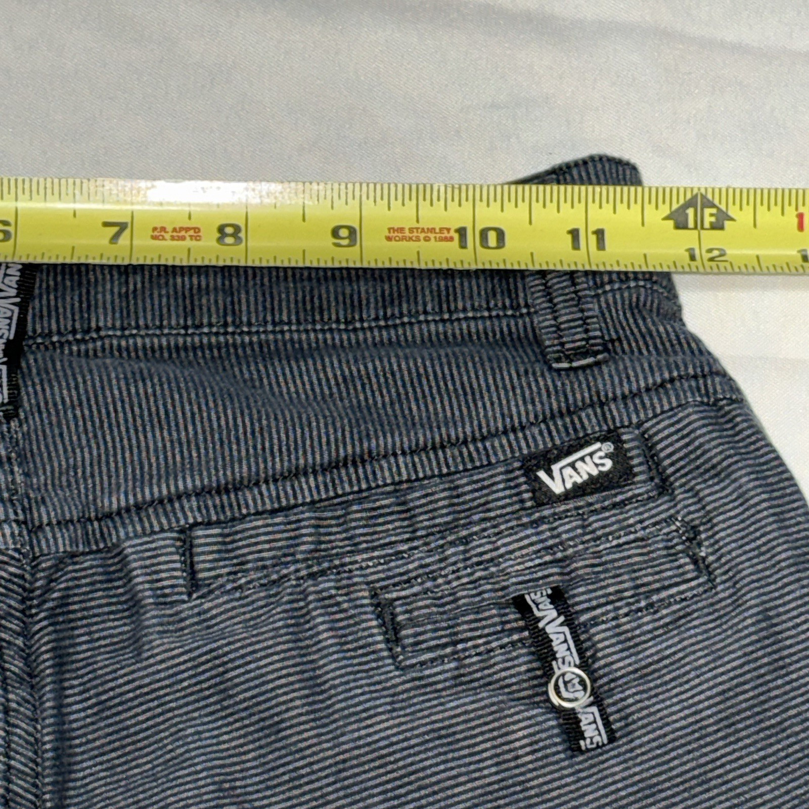 Vans Boys Size 8 Shorts Grey Black Striped Skater Casual Flat Front thumbnail 8