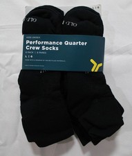 Old Navy Kids 6-Pair Go-Dry Rib-Knit Quarter Crew Socks DH3 Black Large NWT