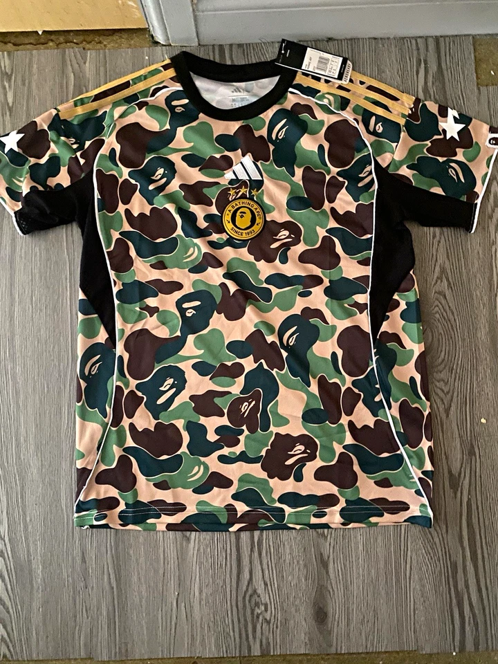 adidas BAPE x A Bathing Ape Camo Jersey T-Shirt Logo Crew Neck Men’s S - Image 1 of 4