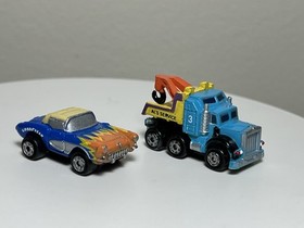 Micro Machines 1993 Adventures Shell Gas Station Al&rsquo;s Service Tow Truck Corvette
