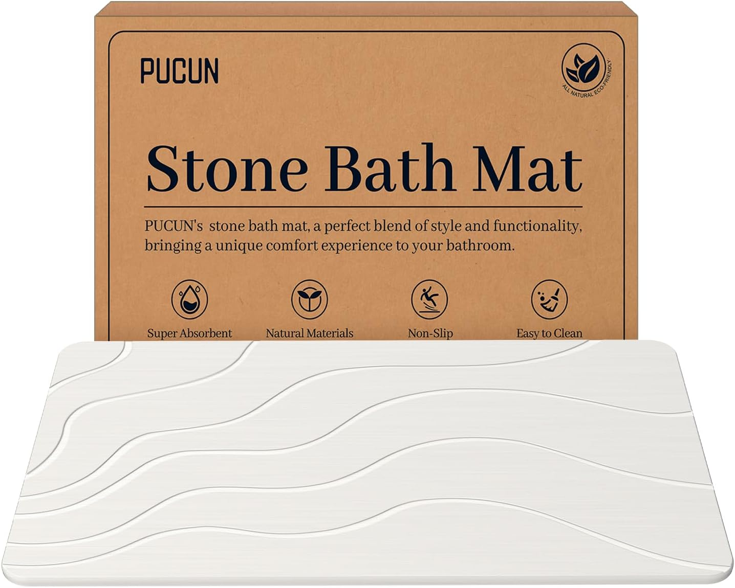 Stone Bath Mat Diatomaceous Earth Non-Slip Shower Mat,Quick Drying Diatomite Bat
