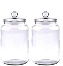 Glass Jars 100 oz,Candy Jar with Lid For Household,Food Grade Clear Jars (2 P...