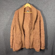 Suave Jumper Mens L Brown Mohair Wool Shawl Collar Knit Cardigan Winter Casual