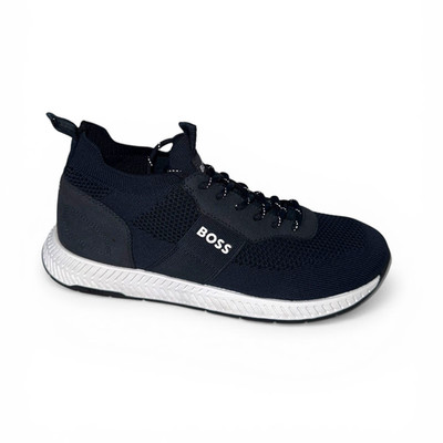 Turnschuhe Boss Herren Dunkelblau Freizeit Sneaker mit Logo - Titanium Slon Größe 11