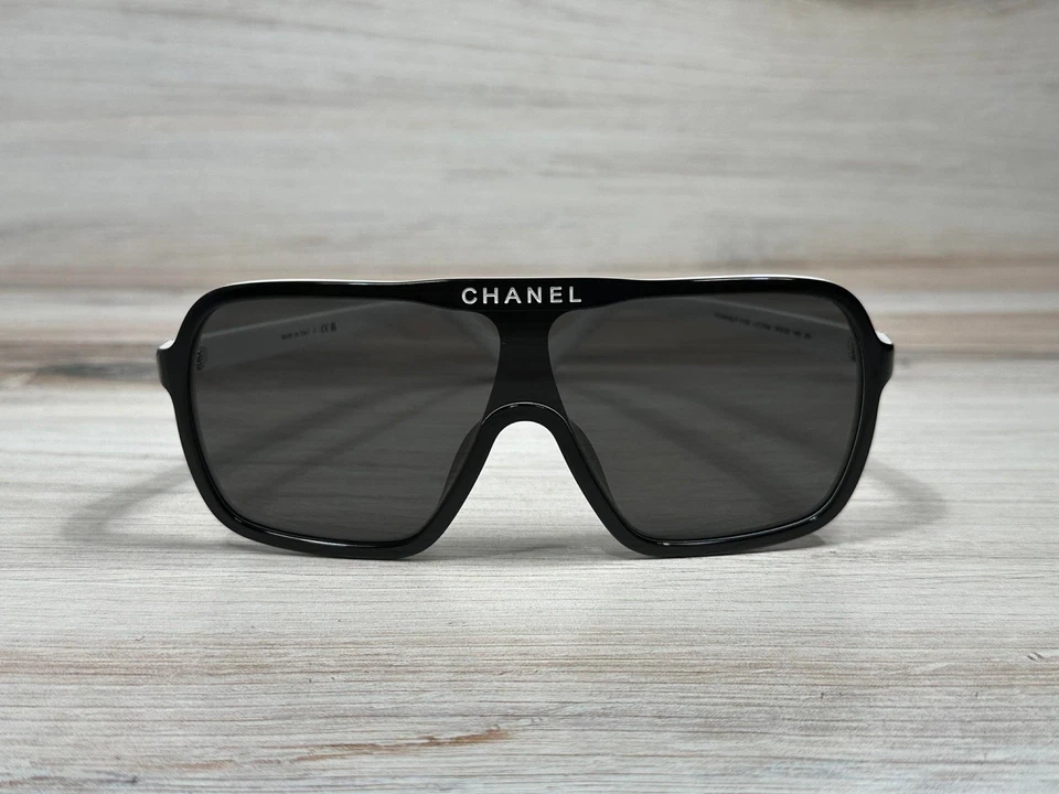 Gafas de sol Chanel 9158 Shield blancas y negras con lentes grises - ¡Envío ahora! Foto 2 de 4