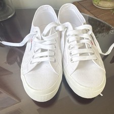 Superga White Canvas Lace-Up Low Top Sneakers US 8 EU 39 UK 6