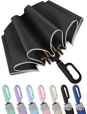Seniny Travel Umbrella with Carabiner Handle, Automatic 46.5 inches, Black
