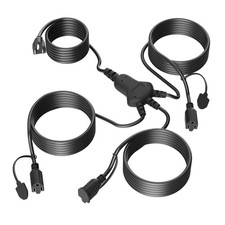 25 FT Black 3 Way Power Extension Cord Y Splitter 3 Prong Multi Outlet 16AWG