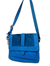 Vintage FOSSIL Aquamarine Leather/Suede Small...