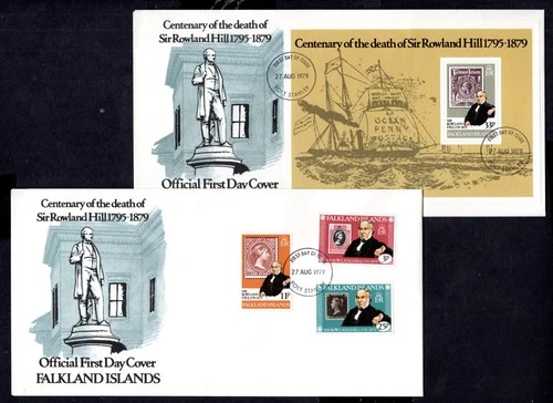 Falkland Islands - 1979 Sir Rowland Hill Set + MS on 2 x First Day Cover