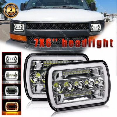 Black 5X7'' 7x6 LED Headlight H4 Hi/Lo for Chevrolet Express 1500 2500 3500 Cargo
