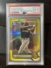 2022 Bowman Chrome Zayed Salinas Yellow Refractor 1st Prospect #/75 PSA 10 Bi