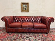 FABULOUS RED/BROWN LEATHER THREE SEATER CHESTERFIELD SOFA/SETTEE