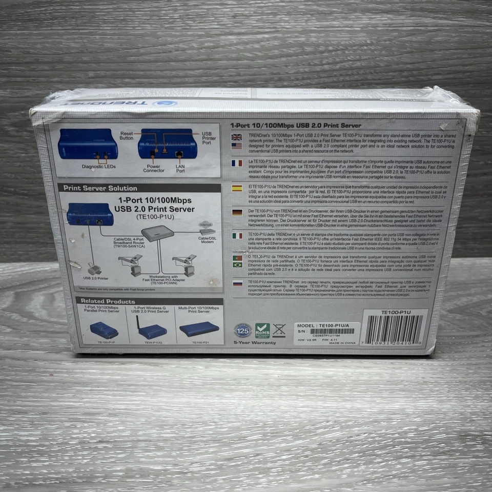 TRENDNET 10/100 MBPS 1-PORT PRINT SERVER TE100-P1U USB 2.0 High SPEED BRAND NEW - Image 2 of 4