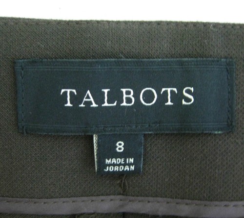 TALBOTS Women's (Size 8  30x32) Solid Brown Flat Front Chino Pants Wide Leg - Picture 2 of 4