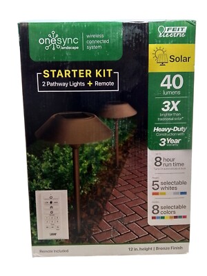 Feit Electric OneSync Landscape Bronze Solar LED Outdoor Pathway Light 2PK NEW