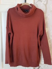 Joan Vass Brick Heather Viscose Blend Cowl Neck Pullover Knit Sweater L NWT