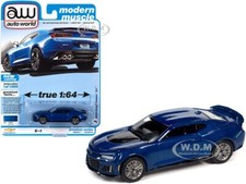 2018 CHEVROLET CAMARO ZL1 HYPER BLUE 1/64 DIECAST BY AUTO WORLD 64302-AWSP059 A