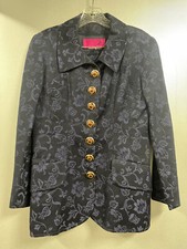 Christian Lacroix Size 42 Blue  Black Brocade Skirt Suit