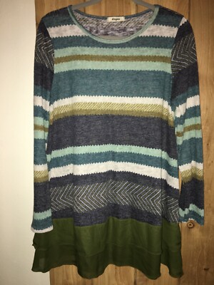 Eloges Womens Multicolor Long Sleeve Striped Top Size Large New